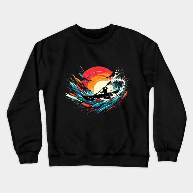 Wild Water Kayaking Vintage Design Crewneck Sweatshirt by Miami Neon Designs